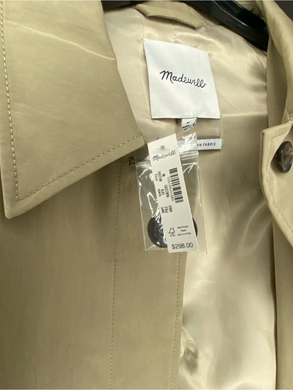 NWT Madewell Trench coat - Picture 4 of 5